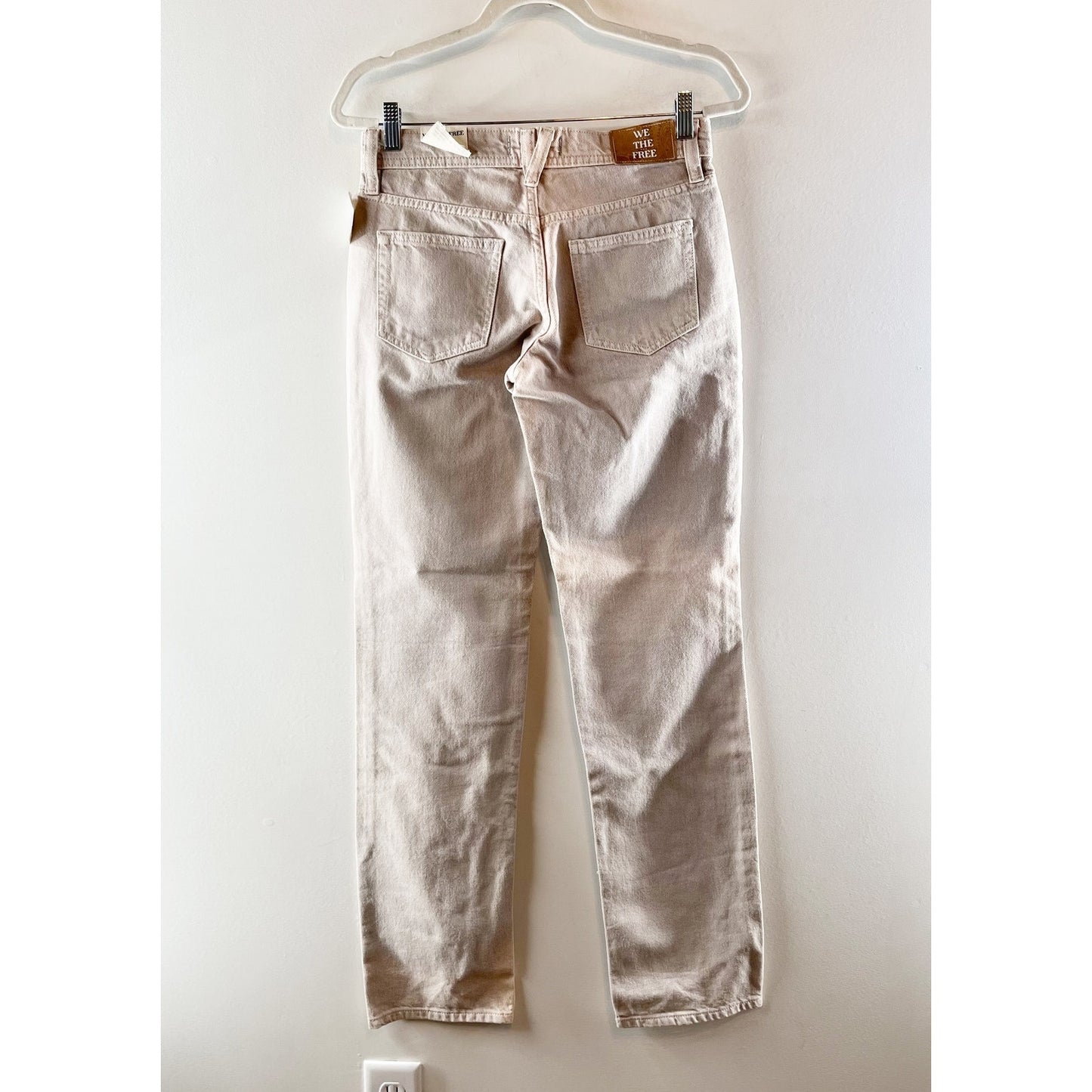 Free People We The Free Shelby Low-Rise Boyfriend Jeans Ocean Pearl Tan 26