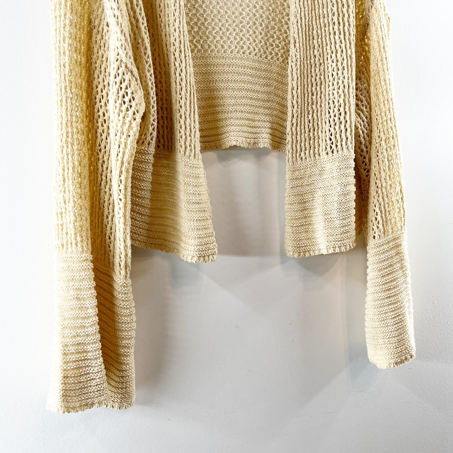By Anthropologie Juillet Flare Sleeve Cropped Cardigan Sweater Cream One Size