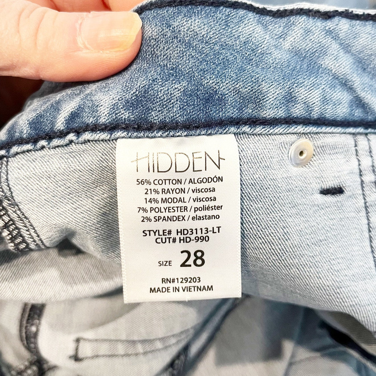 Hidden High Rise Busted Knee Flare Stretch Jeans Blue 28
