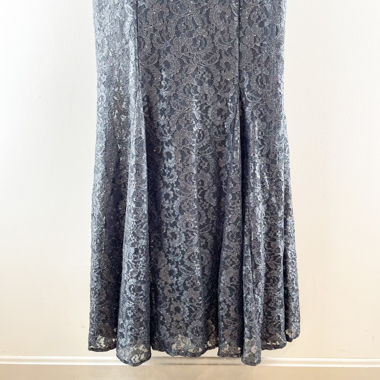 R&M Richards Off The Shoulder Lace Maxi Dress Gown Navy Blue 14