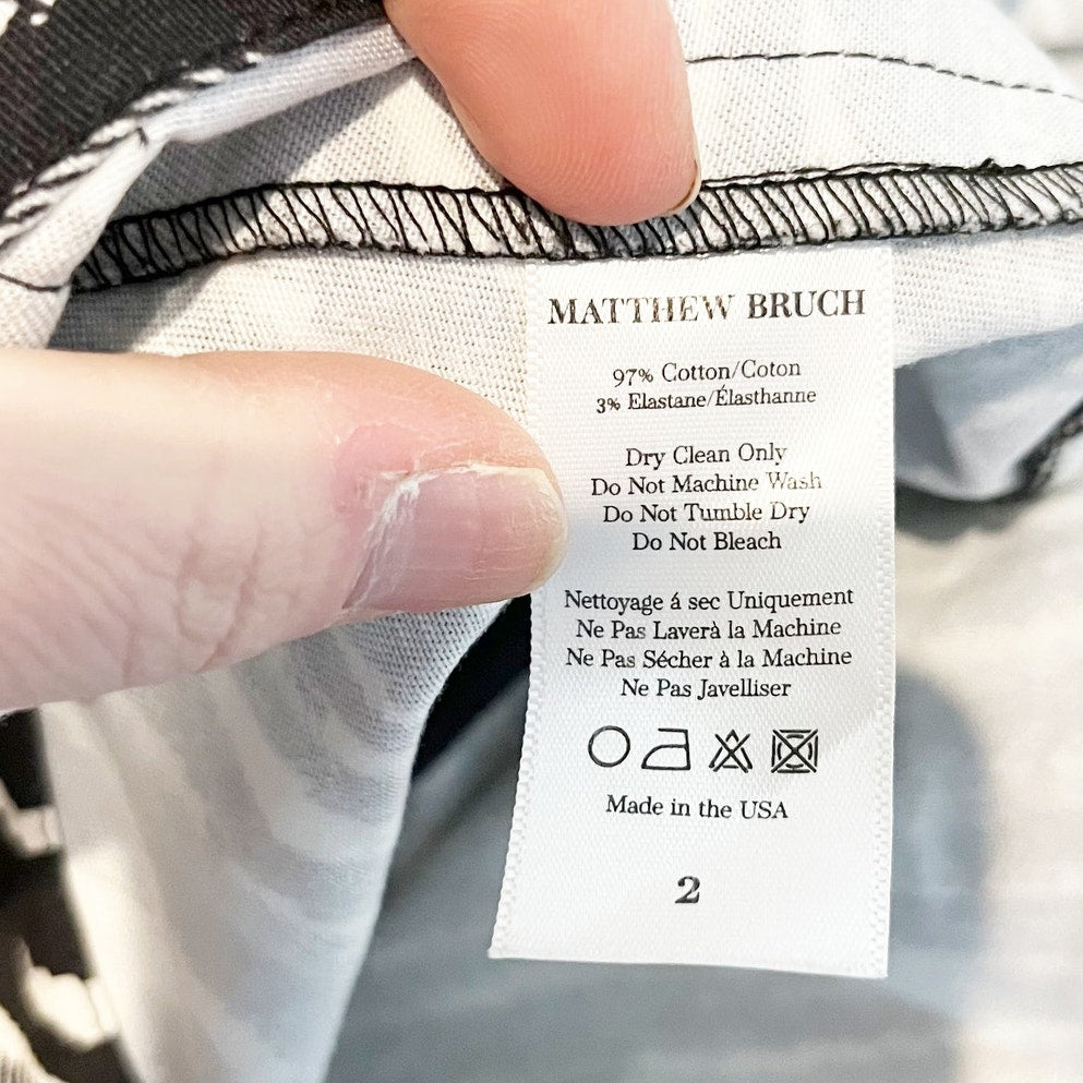 Matthew Bruch Anna Tie Back Cutout Mini Dress Zebra Black White Small