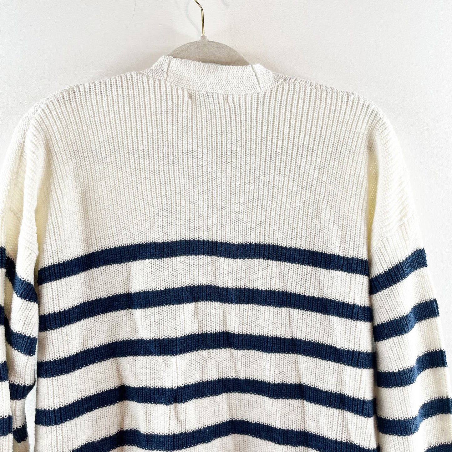 Madewell V-Neck Button-Front Striped Cardigan Sweater White Blue Small