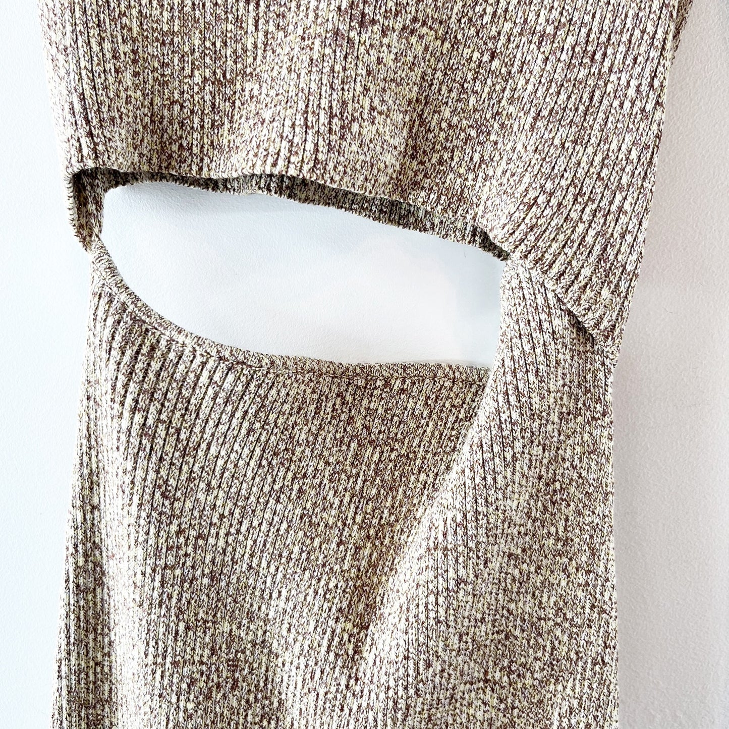Ronny Kobo Lorraine One Shoulder Cutout Knit Bodycon Midi Dress Beige Medium