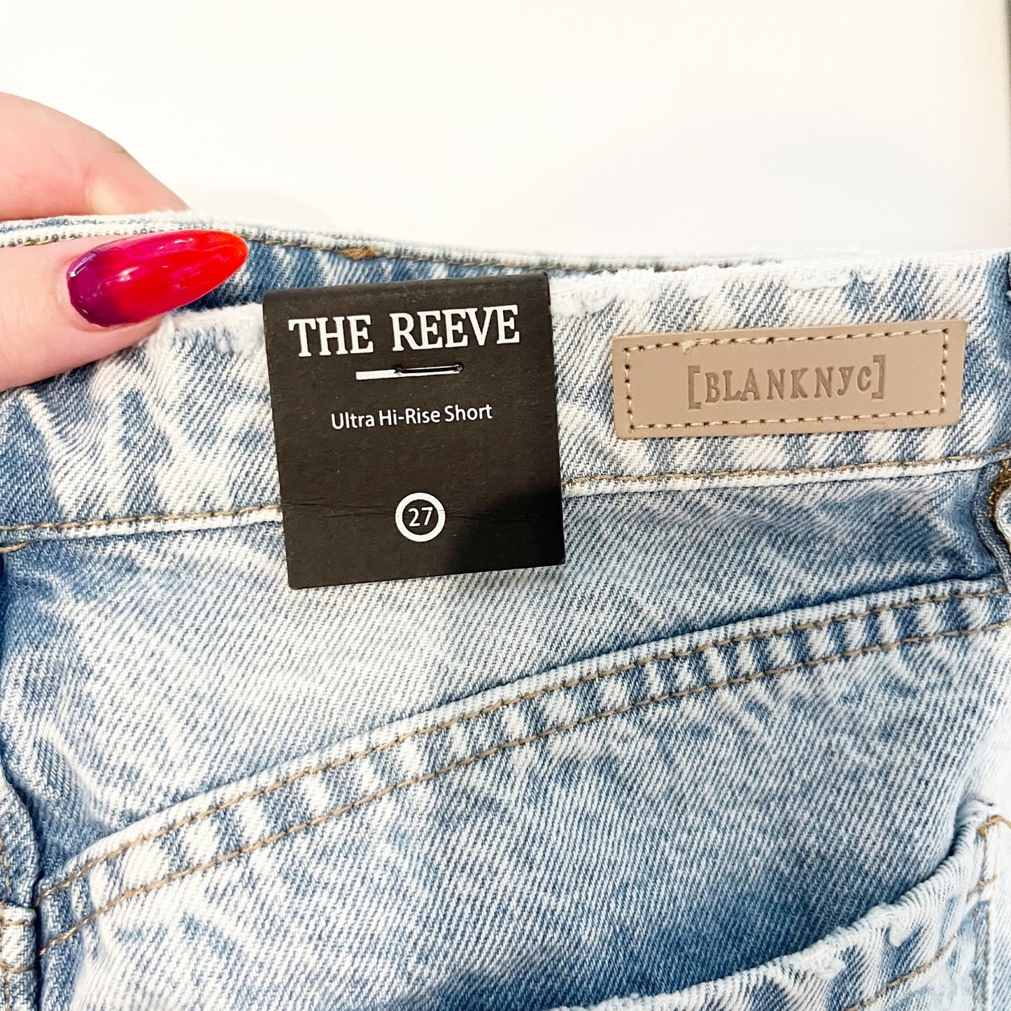 Blank NYC The Reeve Ultra High Rise Jean Distressed Cutoff Shorts Blue 27