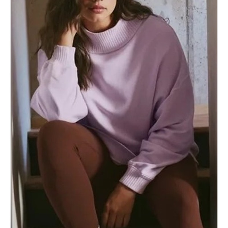 Aerie Down-To-Earth Oversized Mockneck Sweatshirt Lavender Dawn