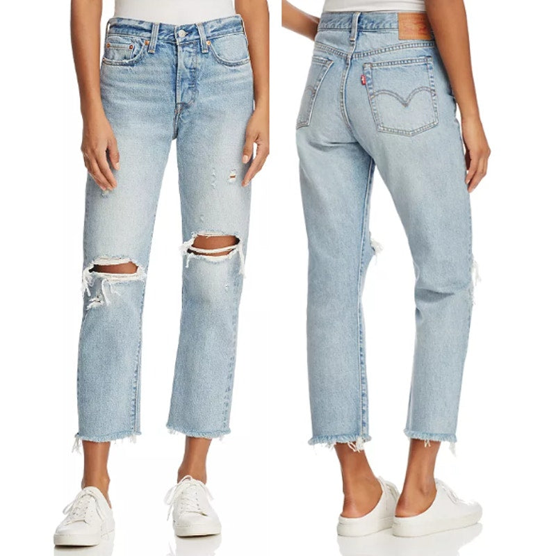 Levi's Premium Distressed Denim Frayed Hem Wedgie Straight Jean Lost Inside 27