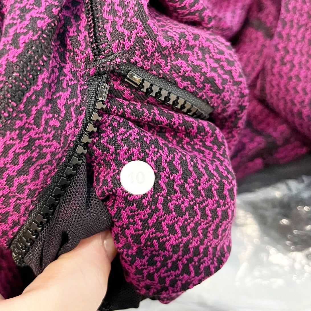 Lululemon Long Sleeve Full Zip Define Jacket Teeny Tooth Deep Fuchsia Black 10