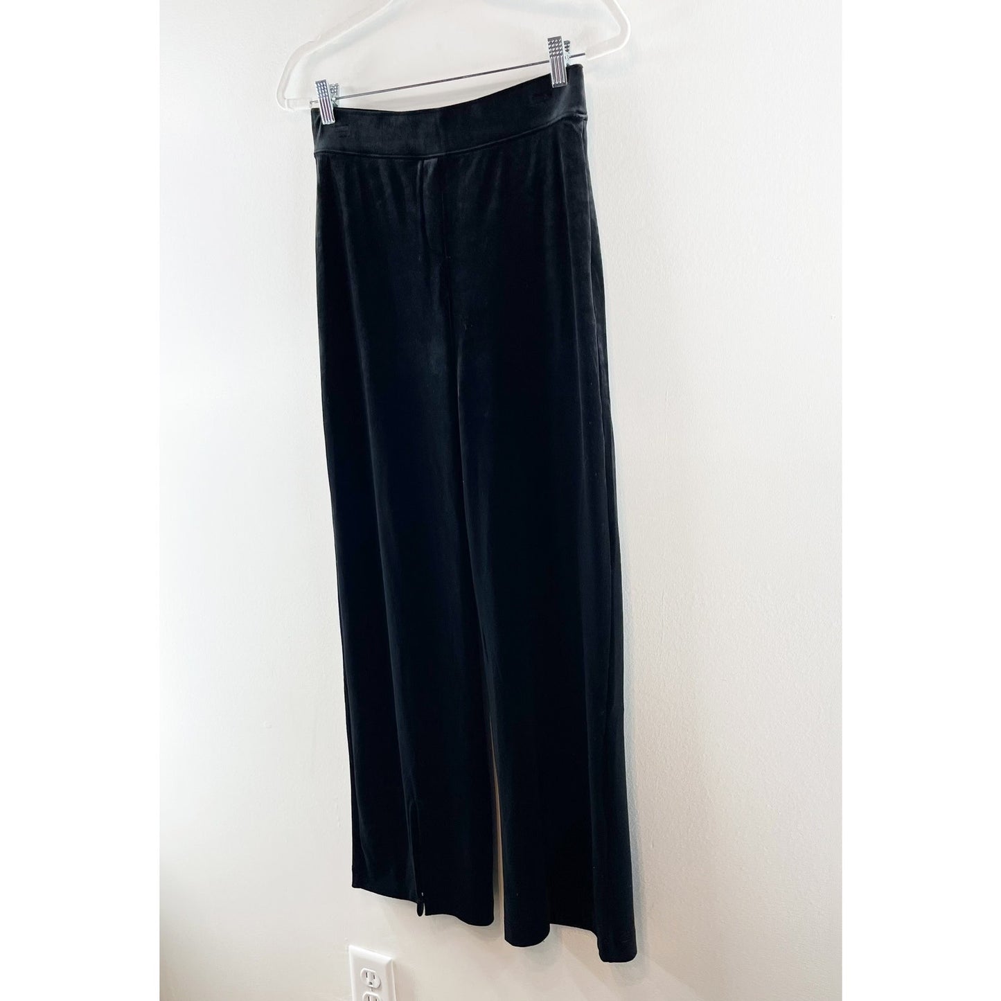SPANX Velvet High Rise Wide Leg Split Hem Velvet Pants Black Medium