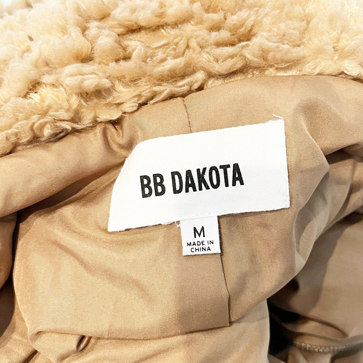 BB Dakota Steve Madden Teddy Or Not Bomber Jacket Camel Tan Medium