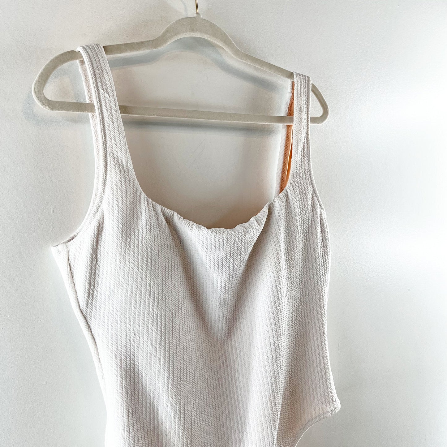 J. Crew Textured Square Neck One Piece Swimsuit White 14