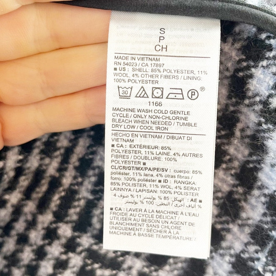 Old Navy Soft Brushed Oversized Single Breasted Plaid Blazer Jacket Gray Small