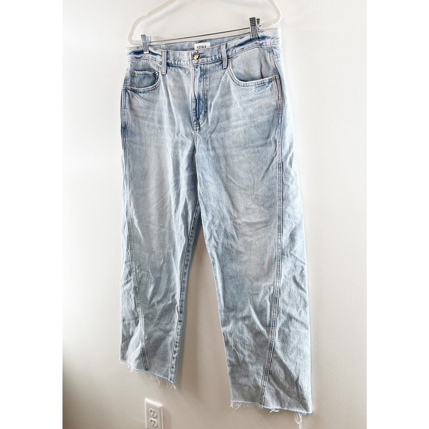Pistola Seamed Kacey Cotton Blend Mid Rise Straight Leg Jeans Berkeley 31