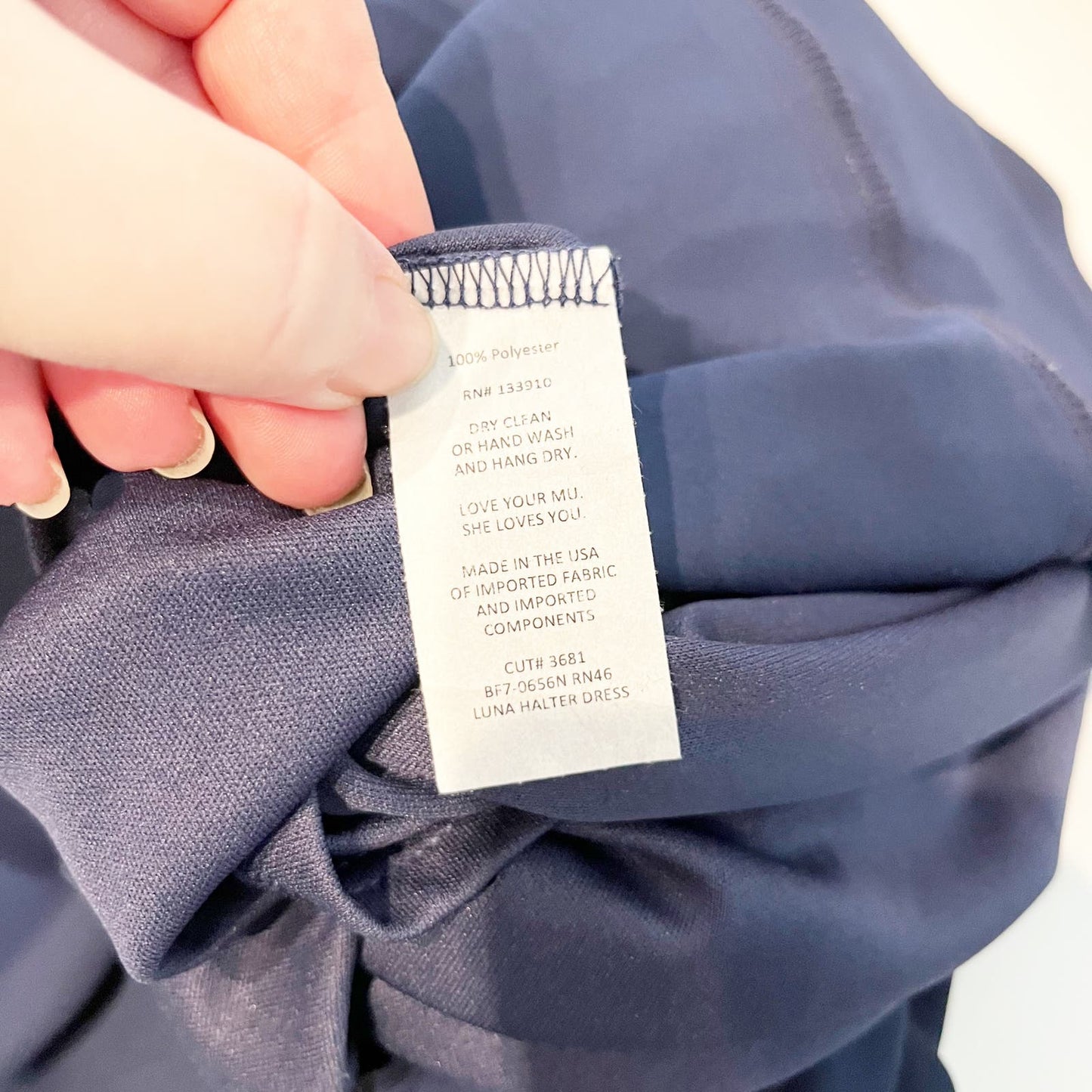 Show Me Your Mumu Plunge V Neck Halter Lined Maxi Gown Dress Navy Blue Medium