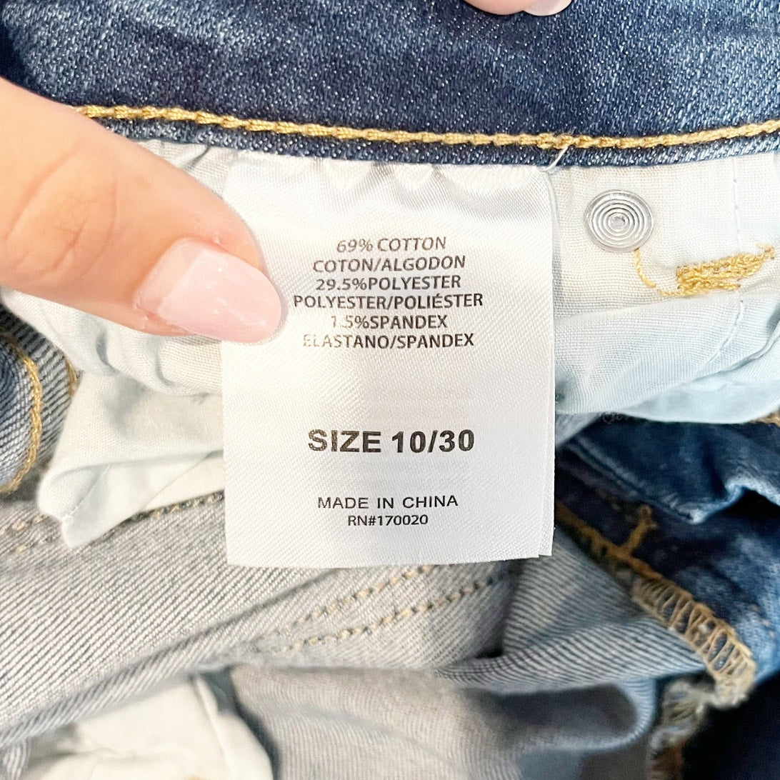 Tahari Heritage Williamsburg Mid-Rise Drawstring Wide Leg Jeans Blue 10 / 30