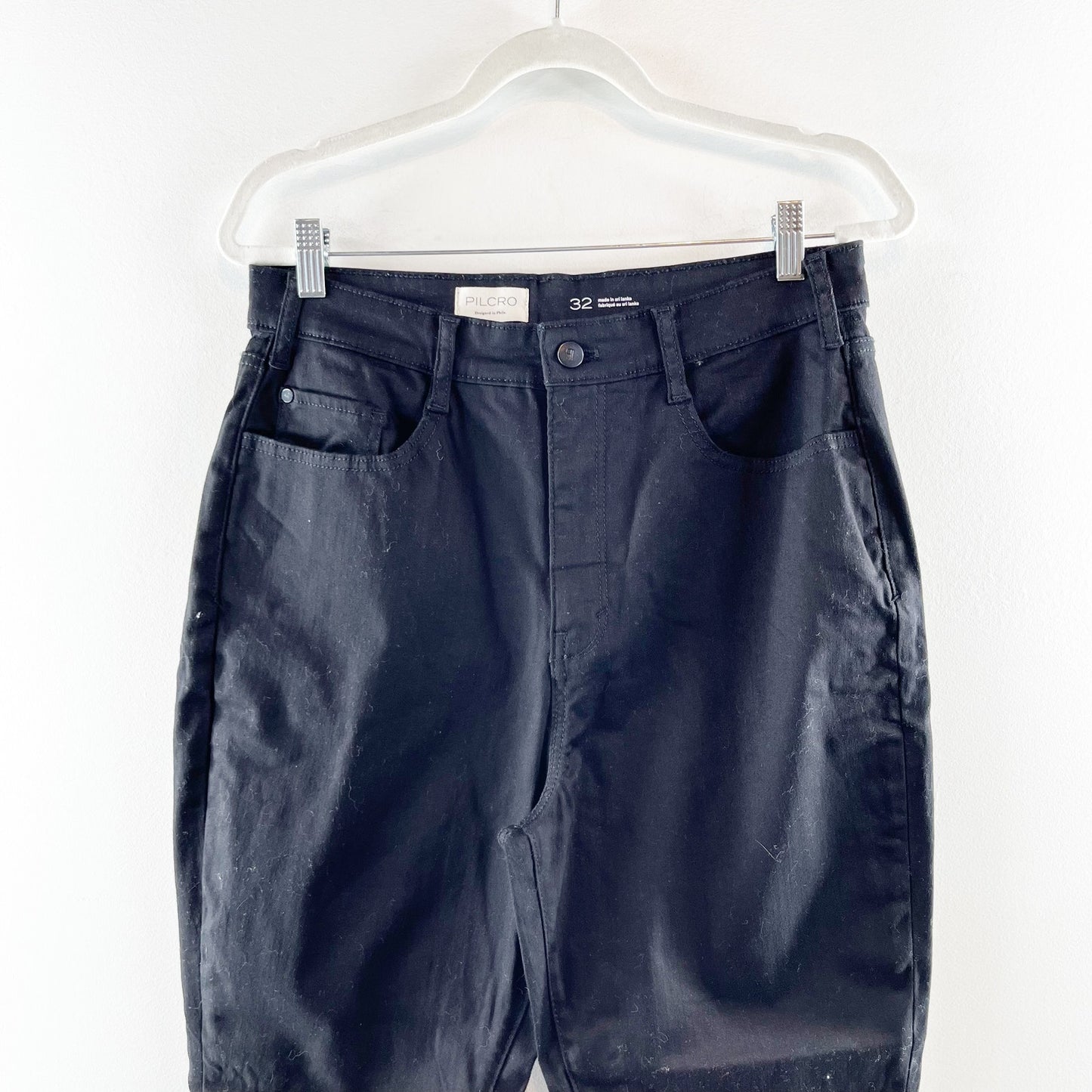 Pilcro by Anthropologie Knightsbridge Slim Tuck High Rise Ankle Jeans Black 32