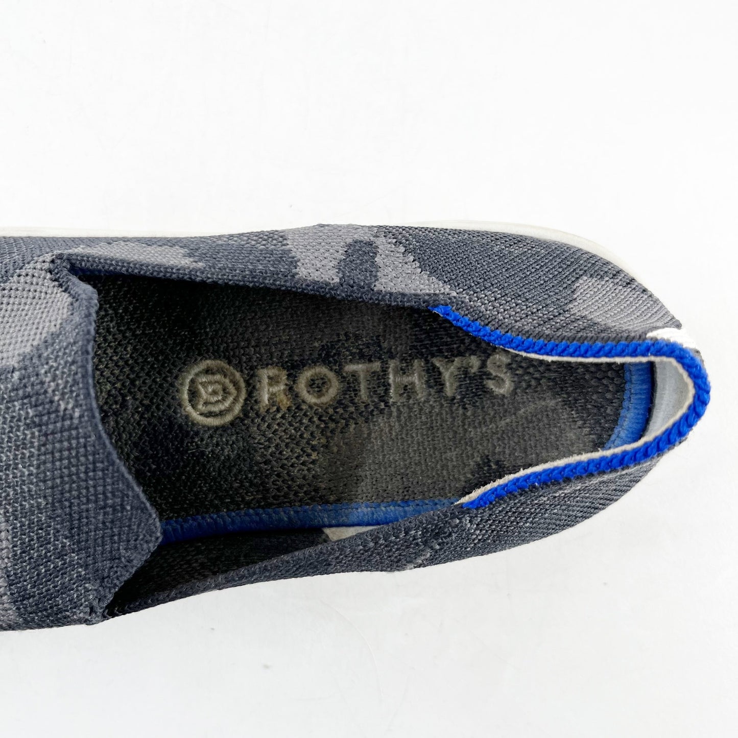 Rothy's The Original Slip On Loafer Sneaker Shoe Camo Gray Black 7.5