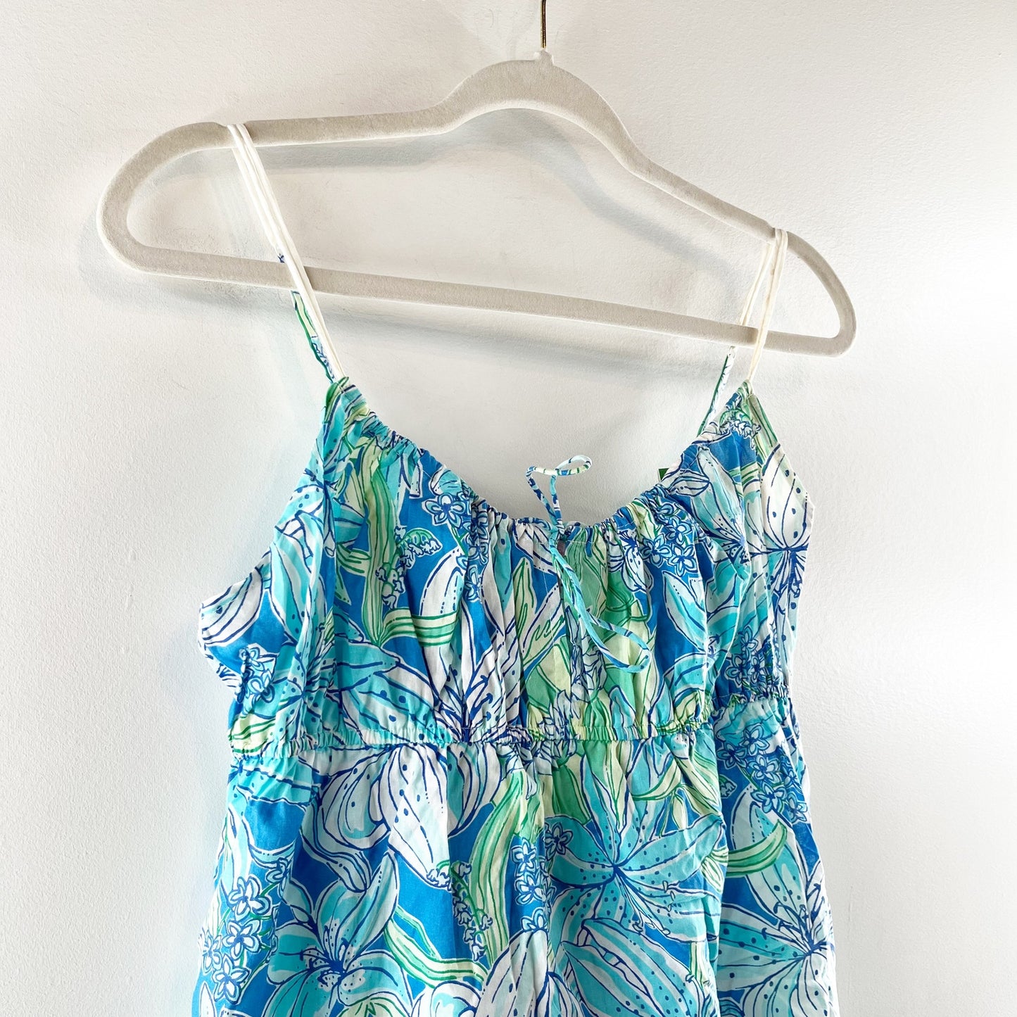 Lilly Pulitzer Tie Front Mini Slip Dress Pick of The Bunch Blue Large