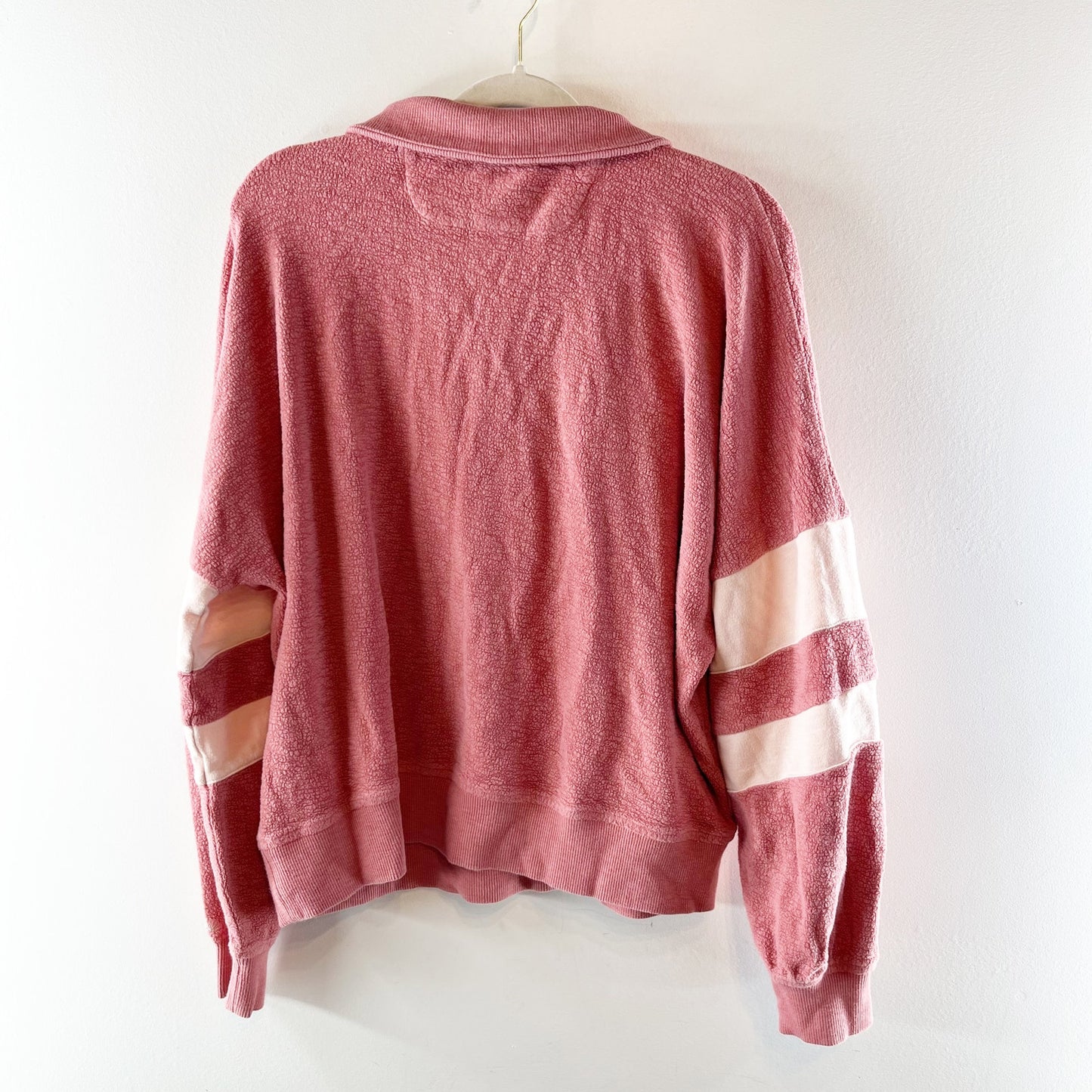 Faherty Beach Fleece Quarter Zip Rugby Style Pullover Sweatshirt Kelly Pink XL