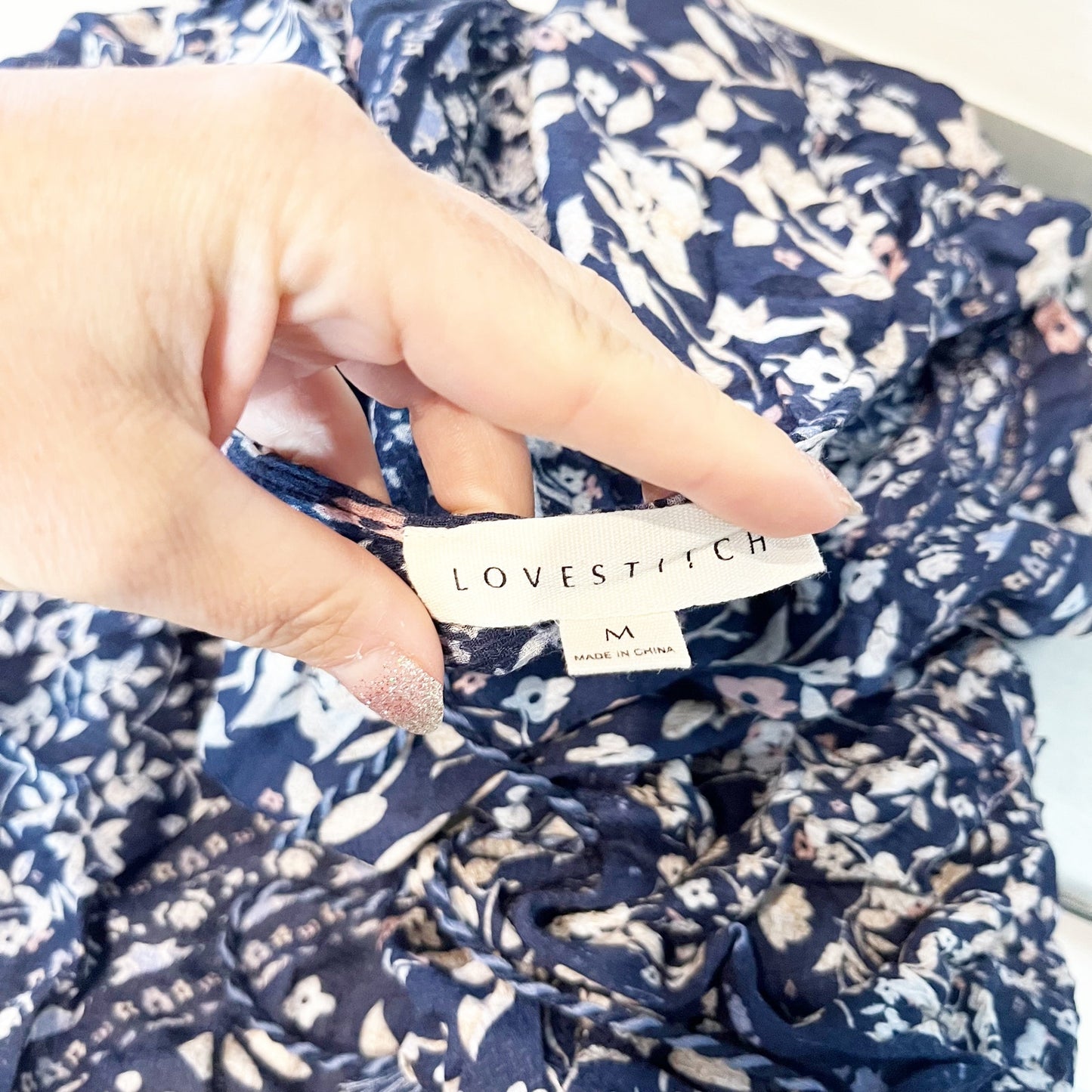 Lovestitch Kimono Bell Flare Sleeve V Neck Mini Dress Blue Medium