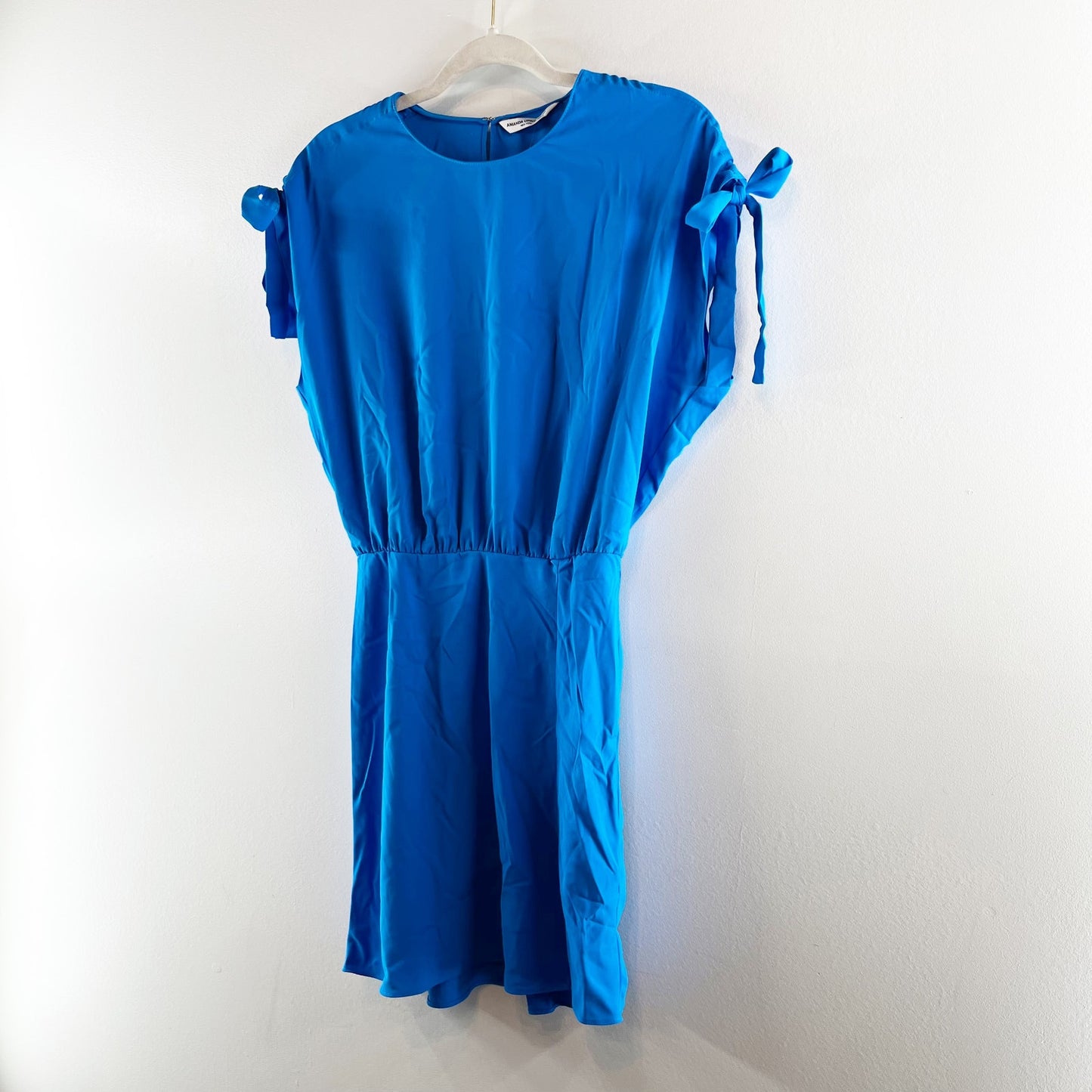 Amanda Uprichard Olympus Bow Tie Shoulder Mini Dress Electric Blue XS