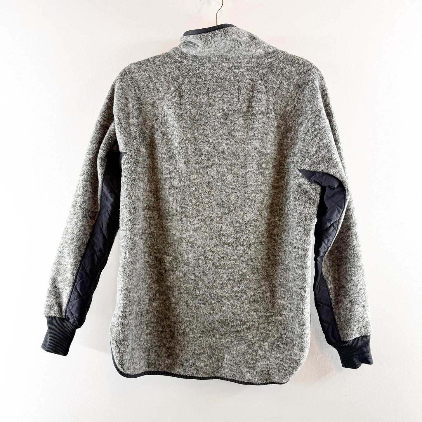 Abercrombie & Fitch Asymmetrical Snap Fleece Jacket Gray Navy Blue Medium