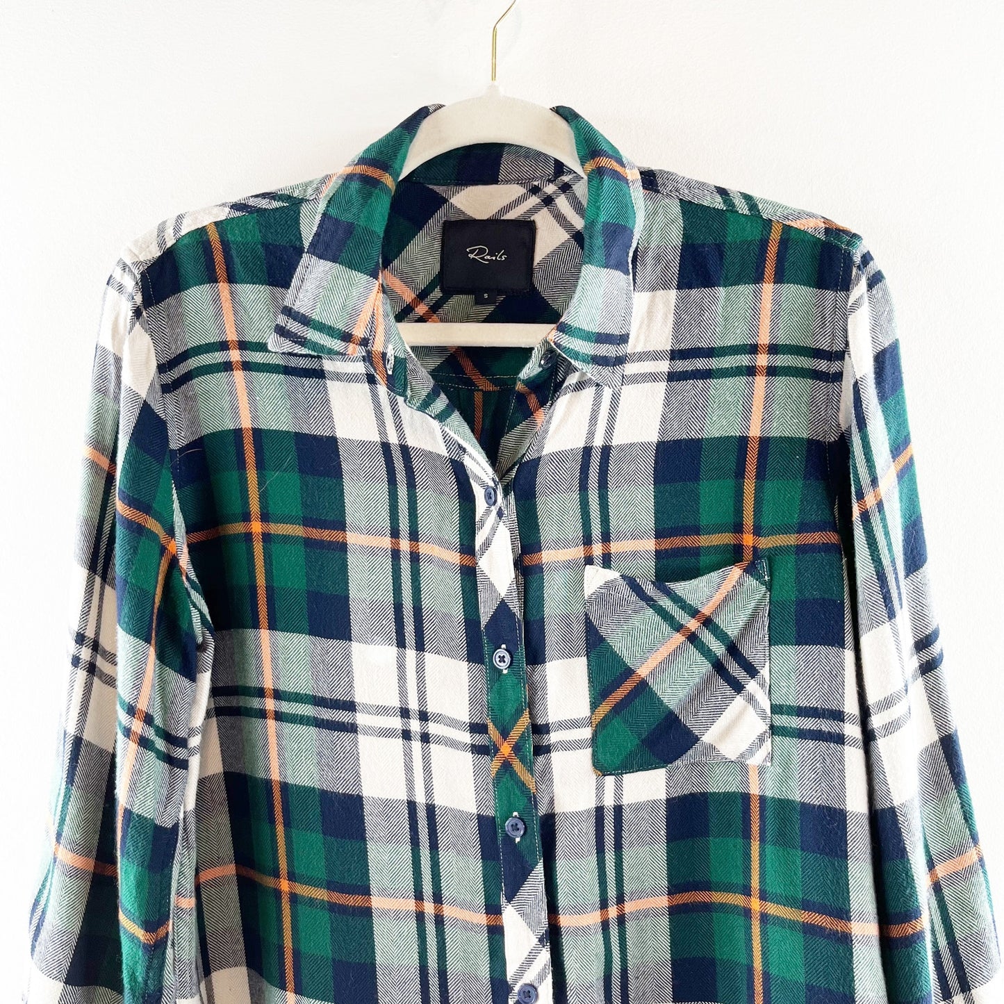 Rails Hunter Plaid Button Down Shirt Forest Navy Stone Green Small