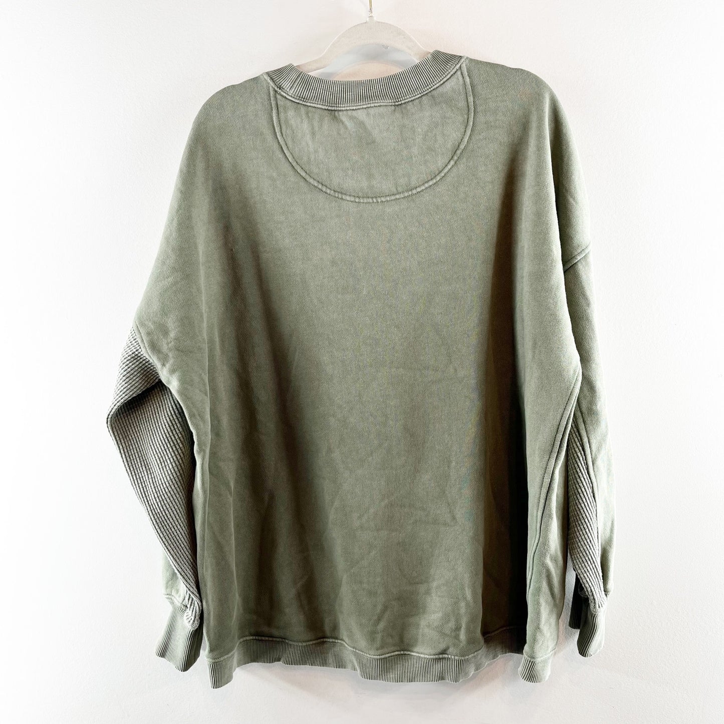 Aerie Long Sleeve Crewneck Oversized Pullover Sweatshirt Green Medium