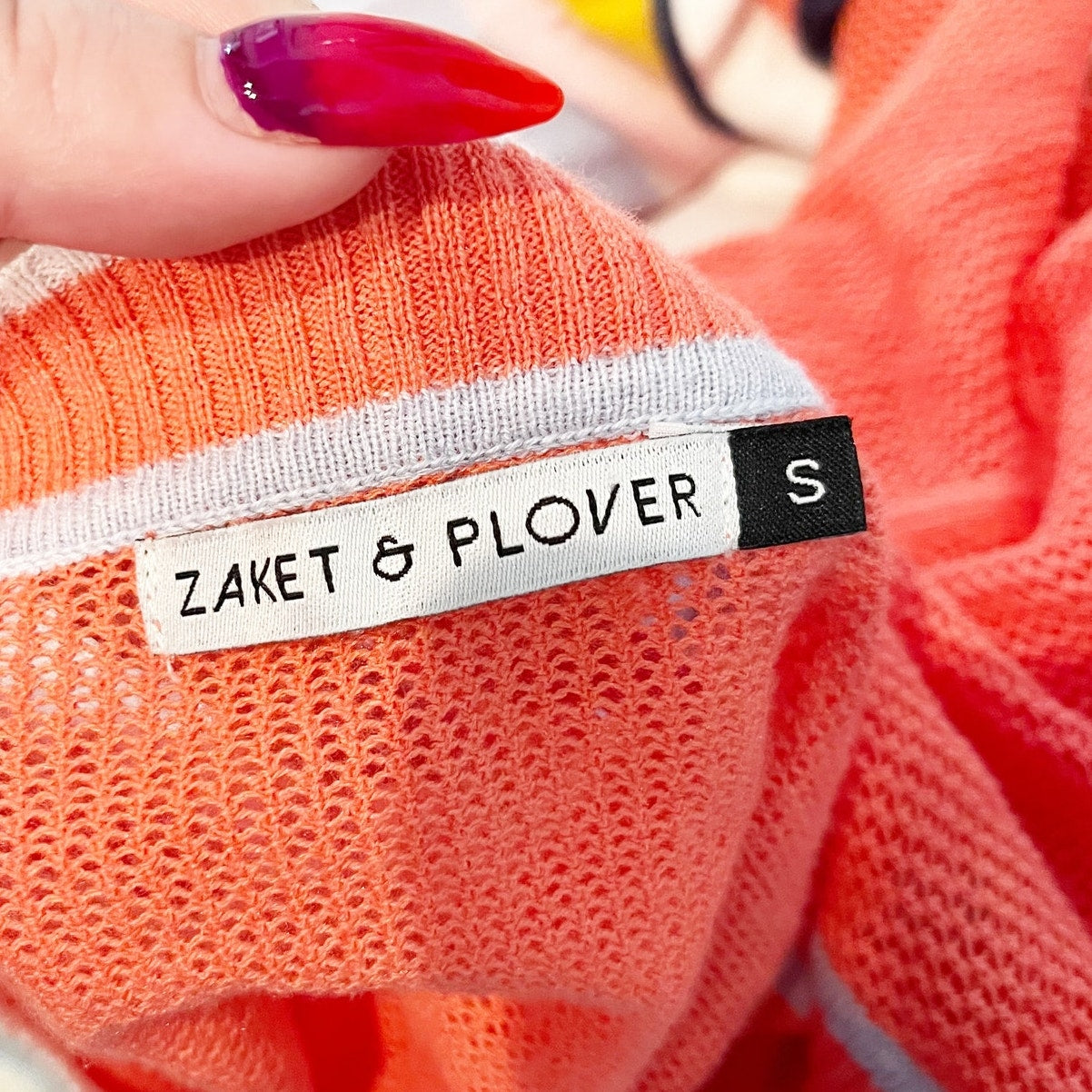 Zaket & Plover Long Sleeve Stripe Crewneck Sweater Top Orange Small