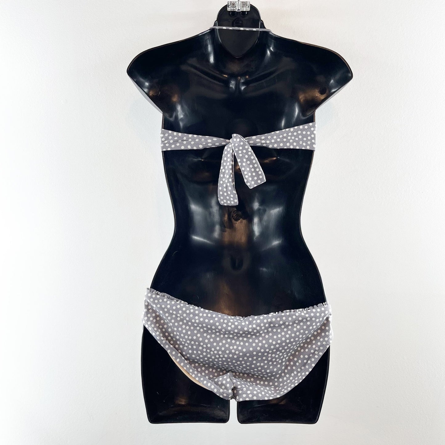 J. Crew Polka Dot Halter Bandeau Strapless Ruffle Bikini Swimsuit Gray S / M