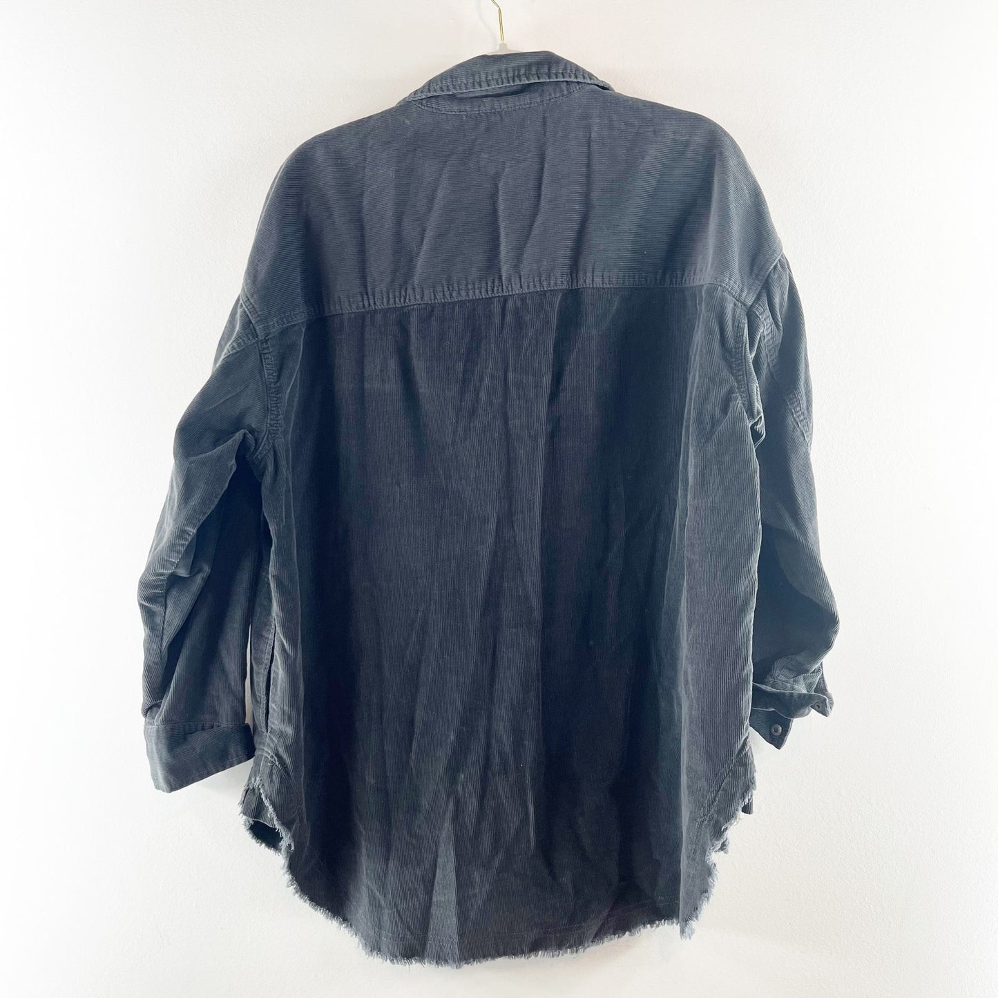 Aerie Offline Corduroy 1/2 Zip Long Sleeve Shirt Shacket Black Medium