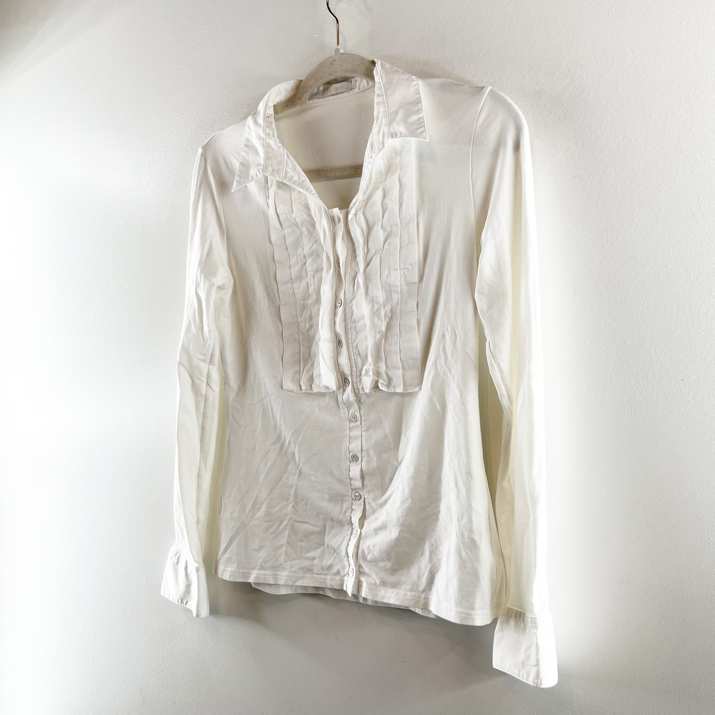 Anne Fontaine Meredith Long Sleeve Pleated Button-Up Shirt White 40 / 6