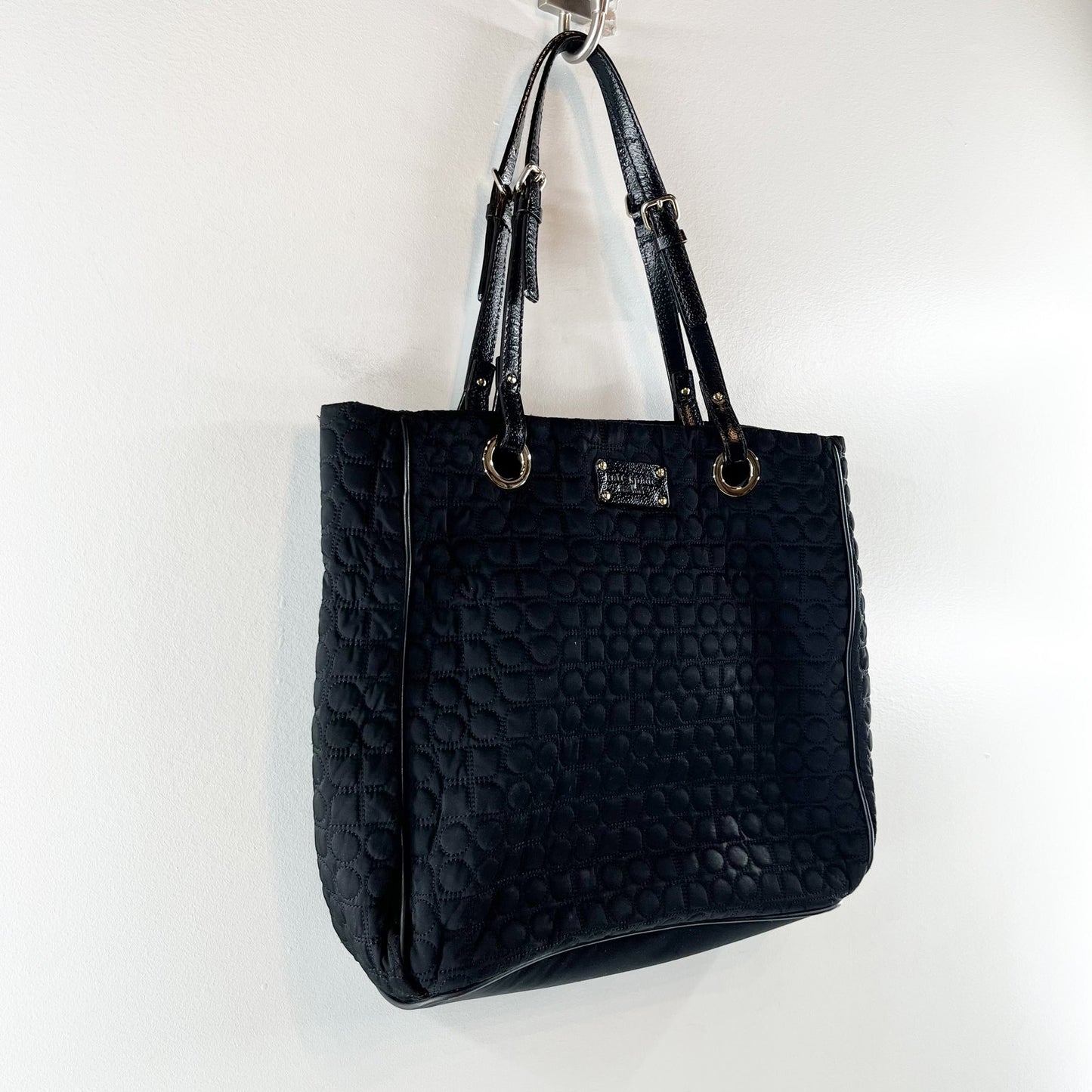 Kate Spade Quilted Leather Handle Tote Bag Purse Black