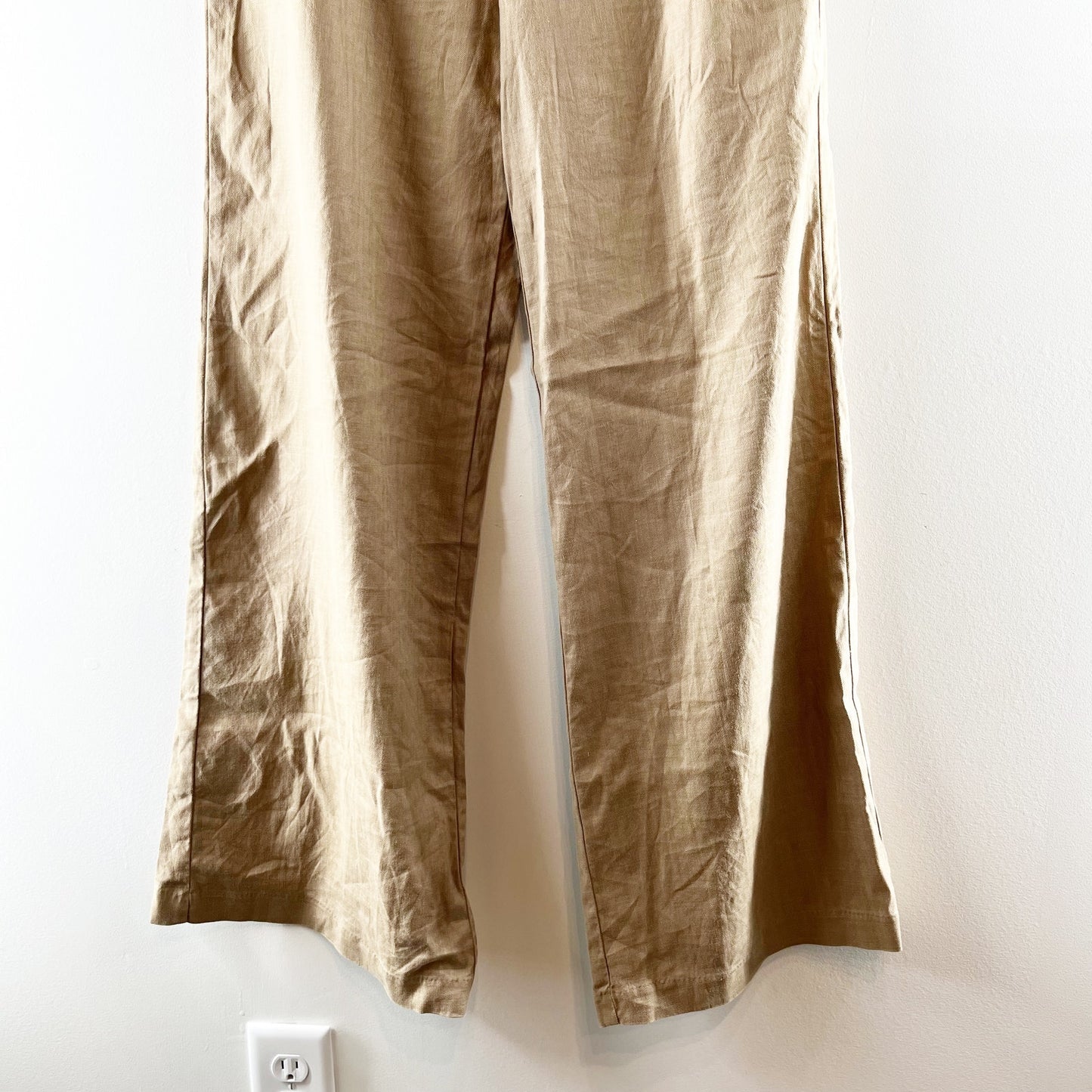 Level 99 Tallulah Linen Blend High Waisted Wide Leg Trouser Pants Sandcastle 26