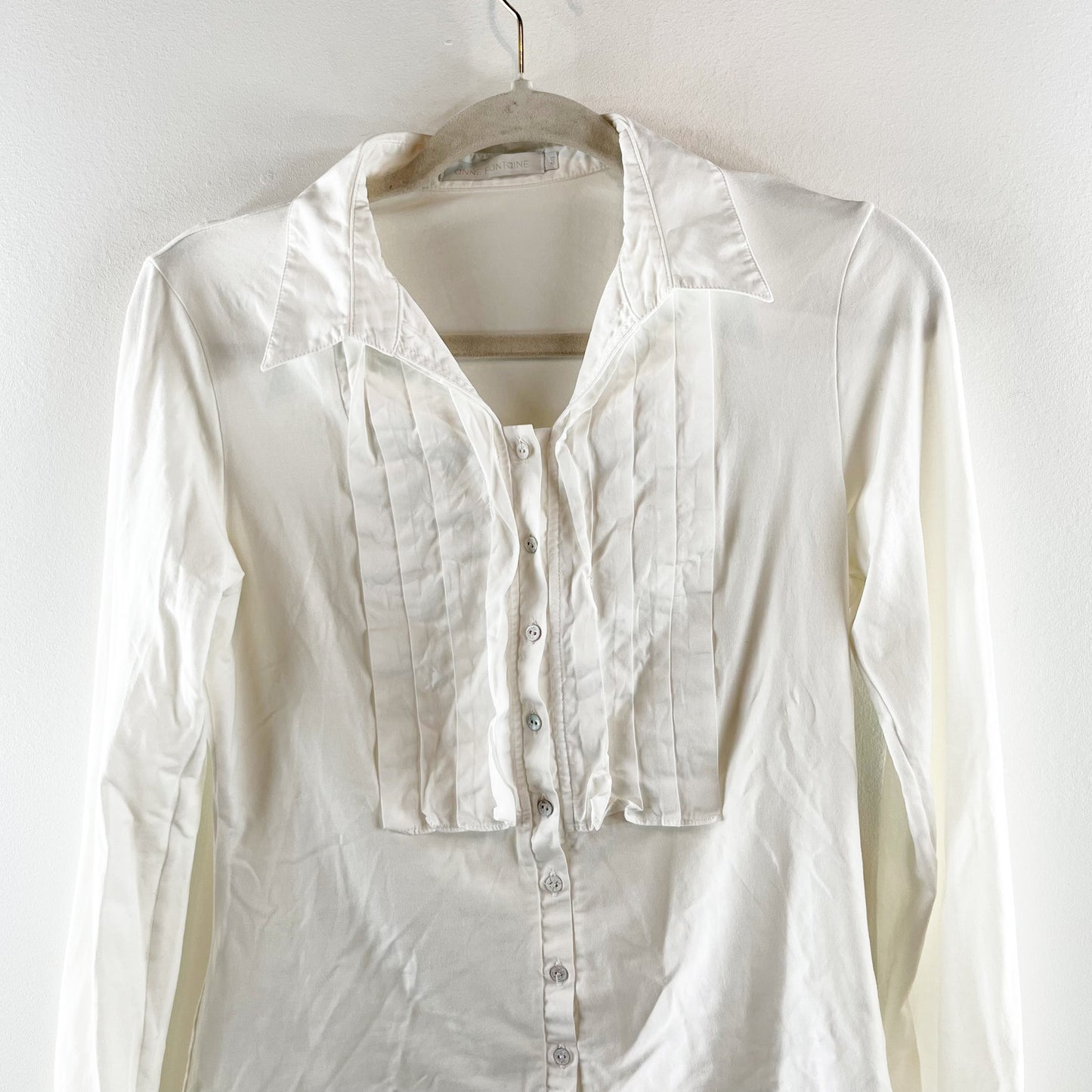 Anne Fontaine Meredith Long Sleeve Pleated Button-Up Shirt White 40 / 6