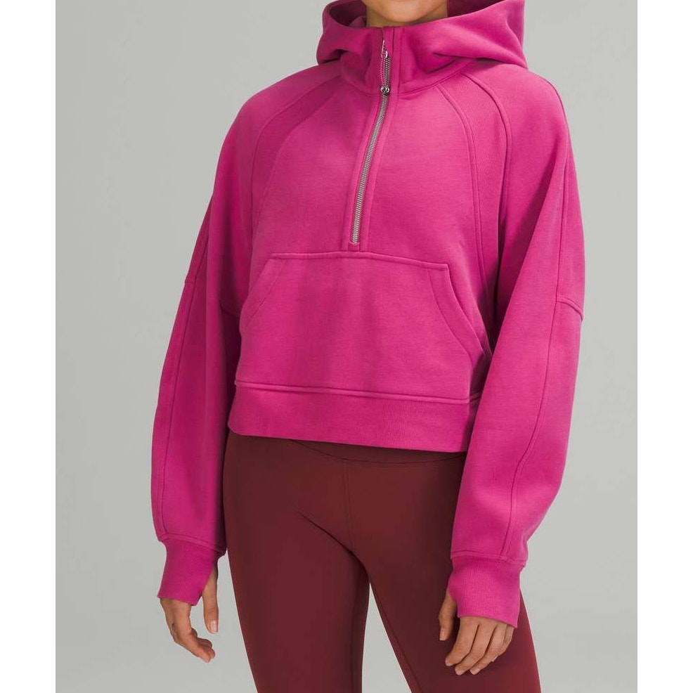 Lululemon Scuba Oversized Funnel Neck Half Zip Hoodie Pink Lychee Medium / Large