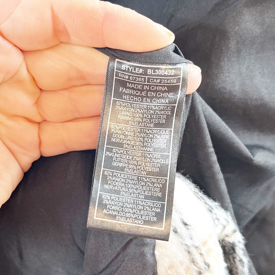 BB Dakota by Steve Madden Plaid Full Zip Times Coat Cream Black Small