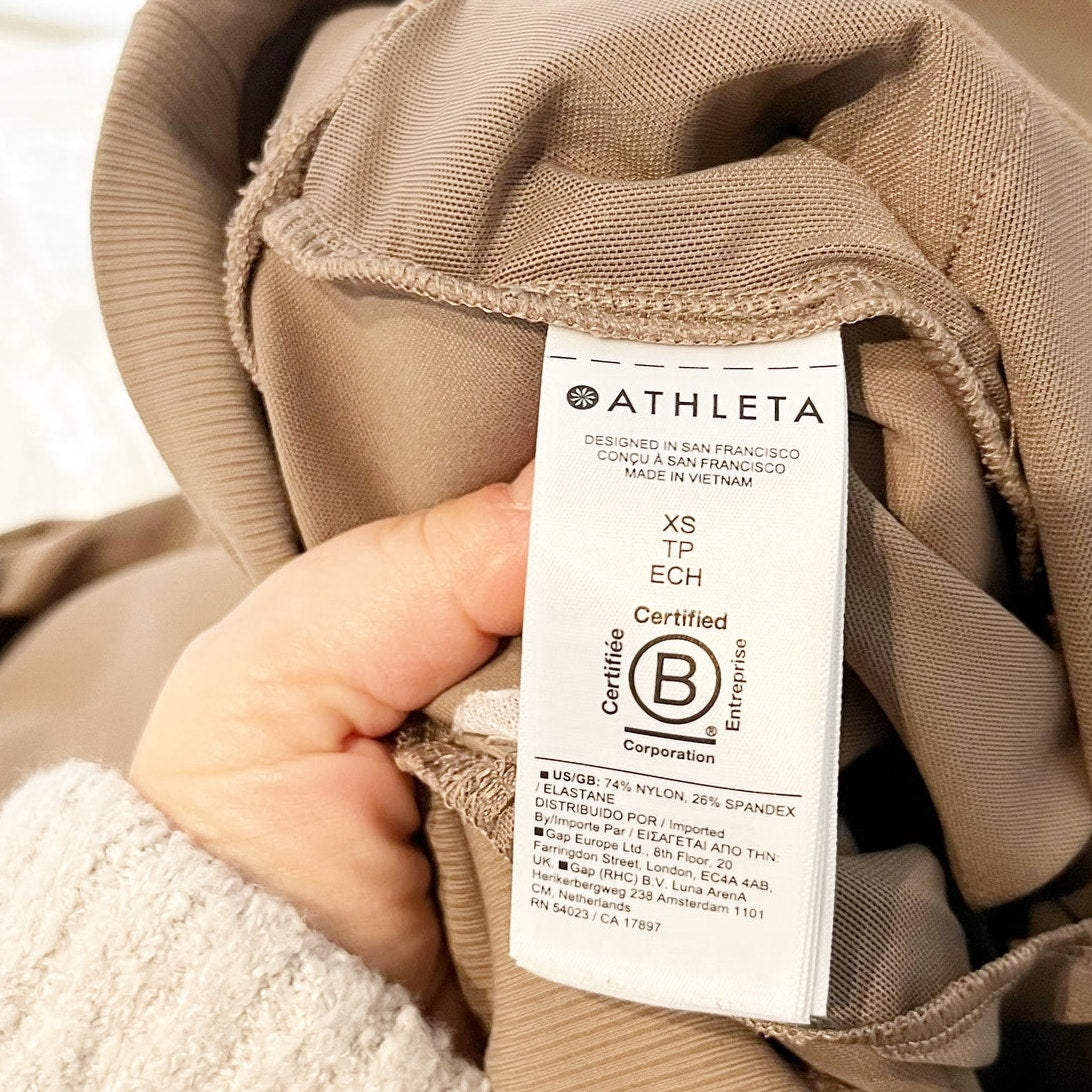 Athleta Venice Stretch Lightweight High Rise Wide Flare Leg Pants Light Brown XS