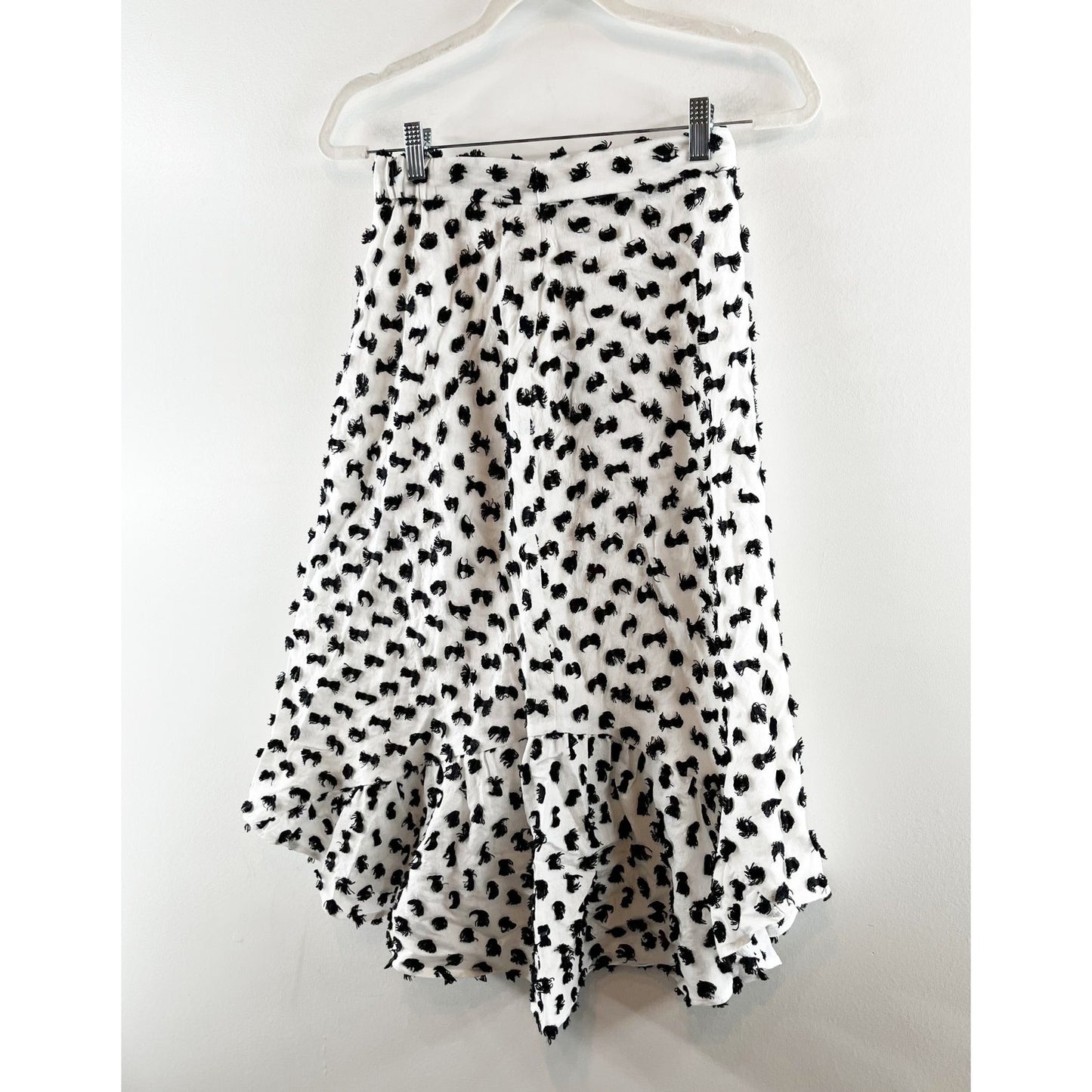 Anthropologie Eva Franco Mod Bow Embroidered Textured Midi Skirt White Black 4