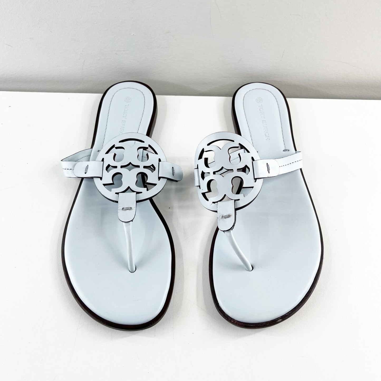 Tory Burch Miller Welt Thong Leather Sandals Pastel Blue 8.5