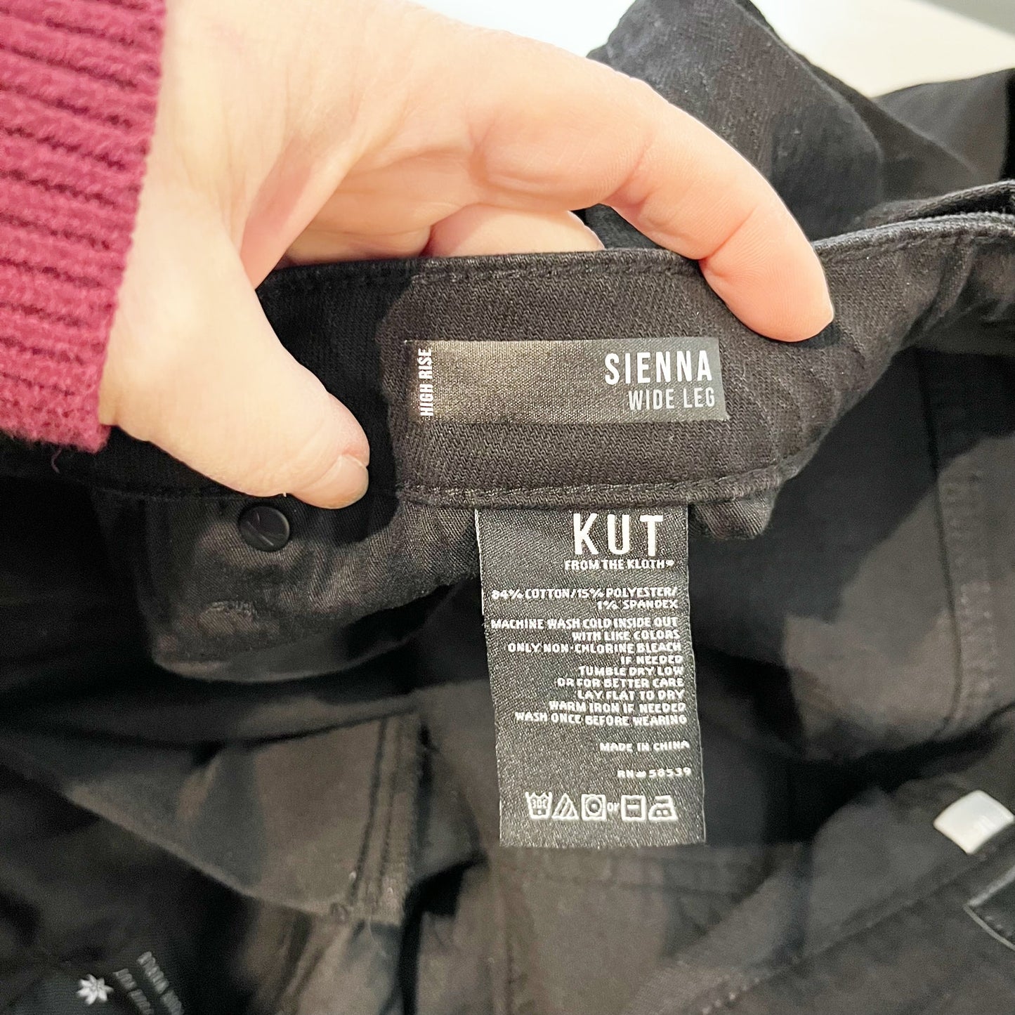 Kut From The Kloth Sienna High Rise Wide Leg Jeans Black 32 / 14