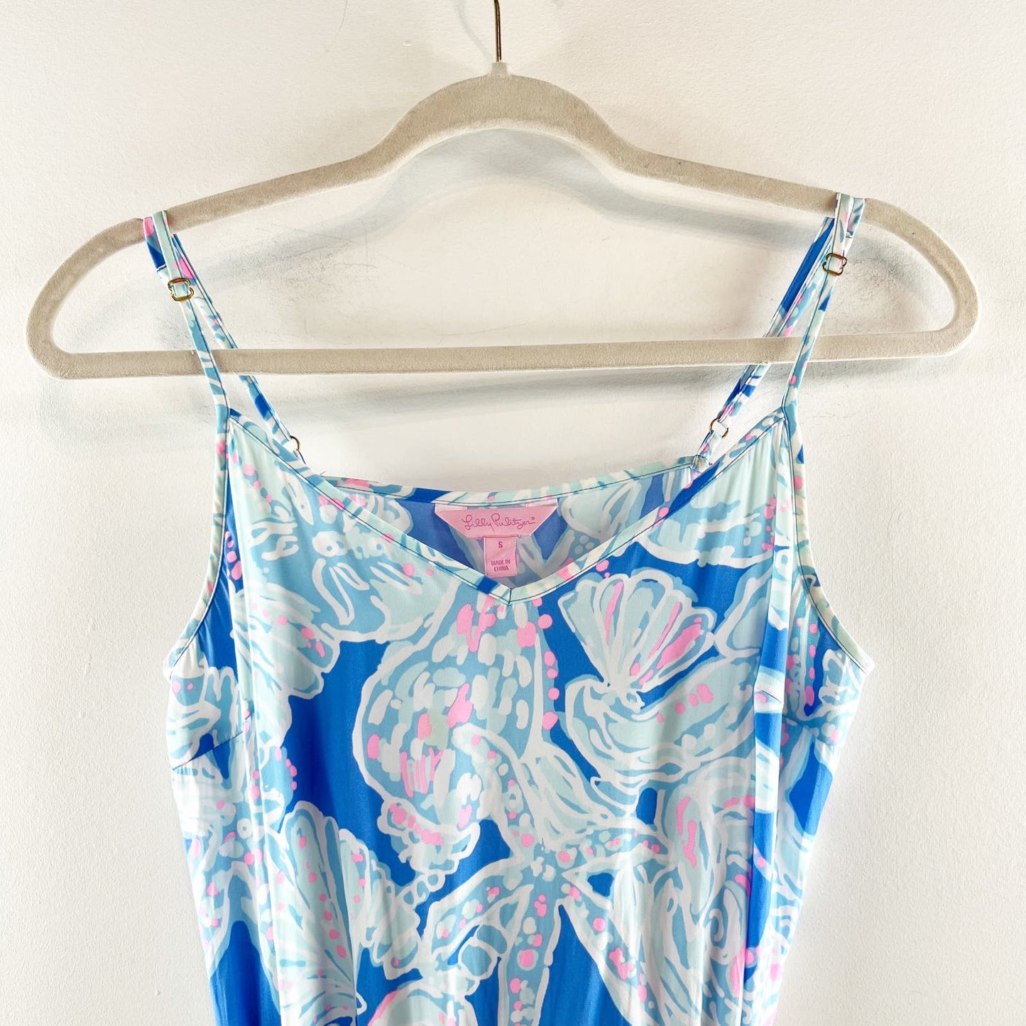Lilly Pulitzer Deanna Tank Top Shorts Romper Bay Blue Into the Deep Small