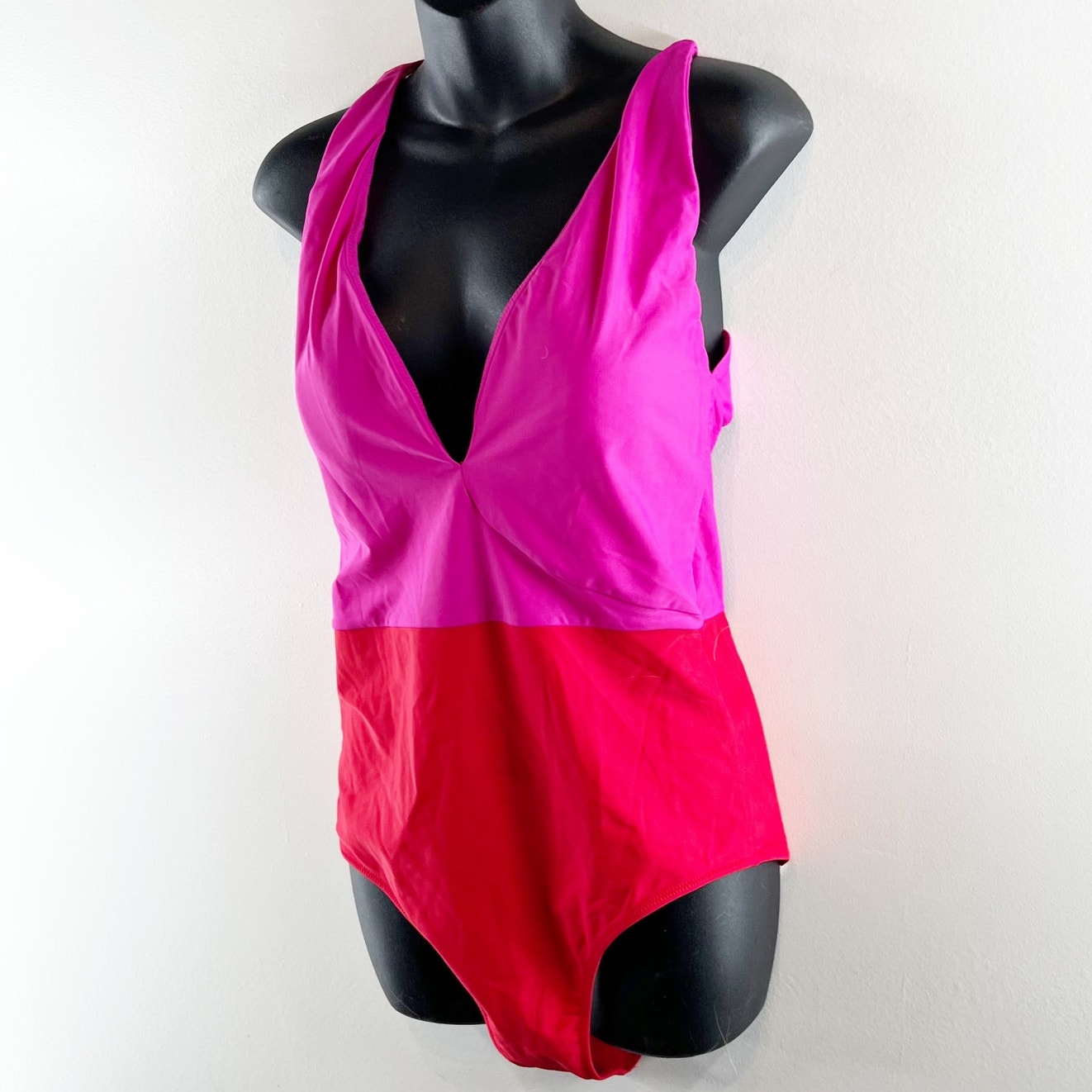 Summersalt The Deep Dive Colorblock One Piece Swimsuit Lava Hibiscus Pink 12