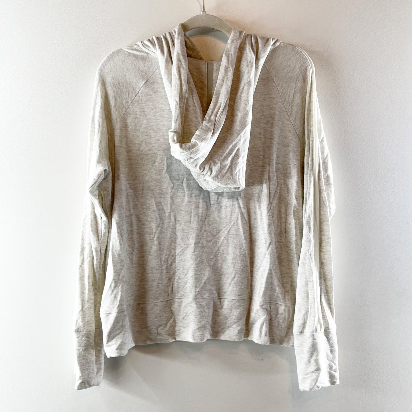 Athleta Open Hearted Hoodie Pullover Sweatshirt Light Heathered Gray