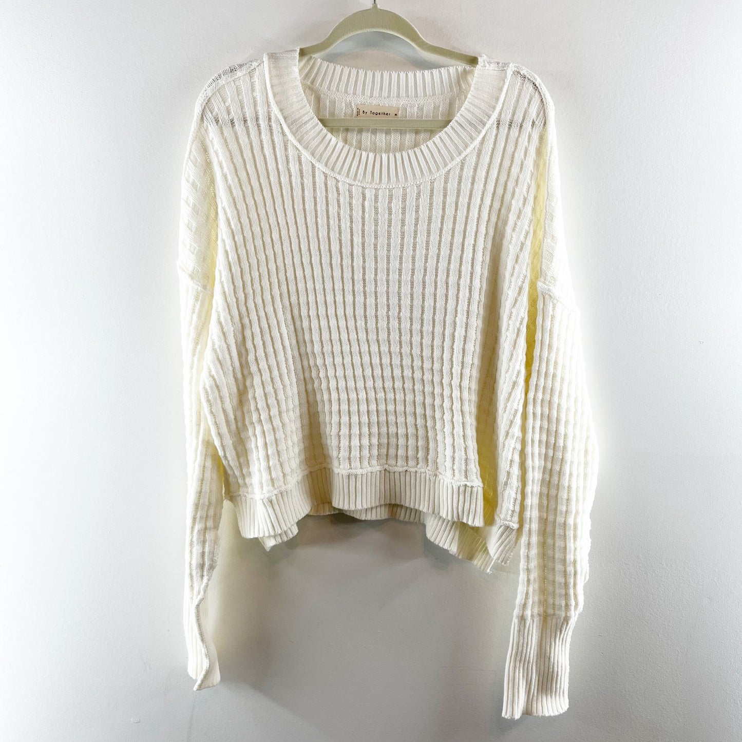 By Together Baylor Crewneck Slouchy Sweater Ivory White Medium
