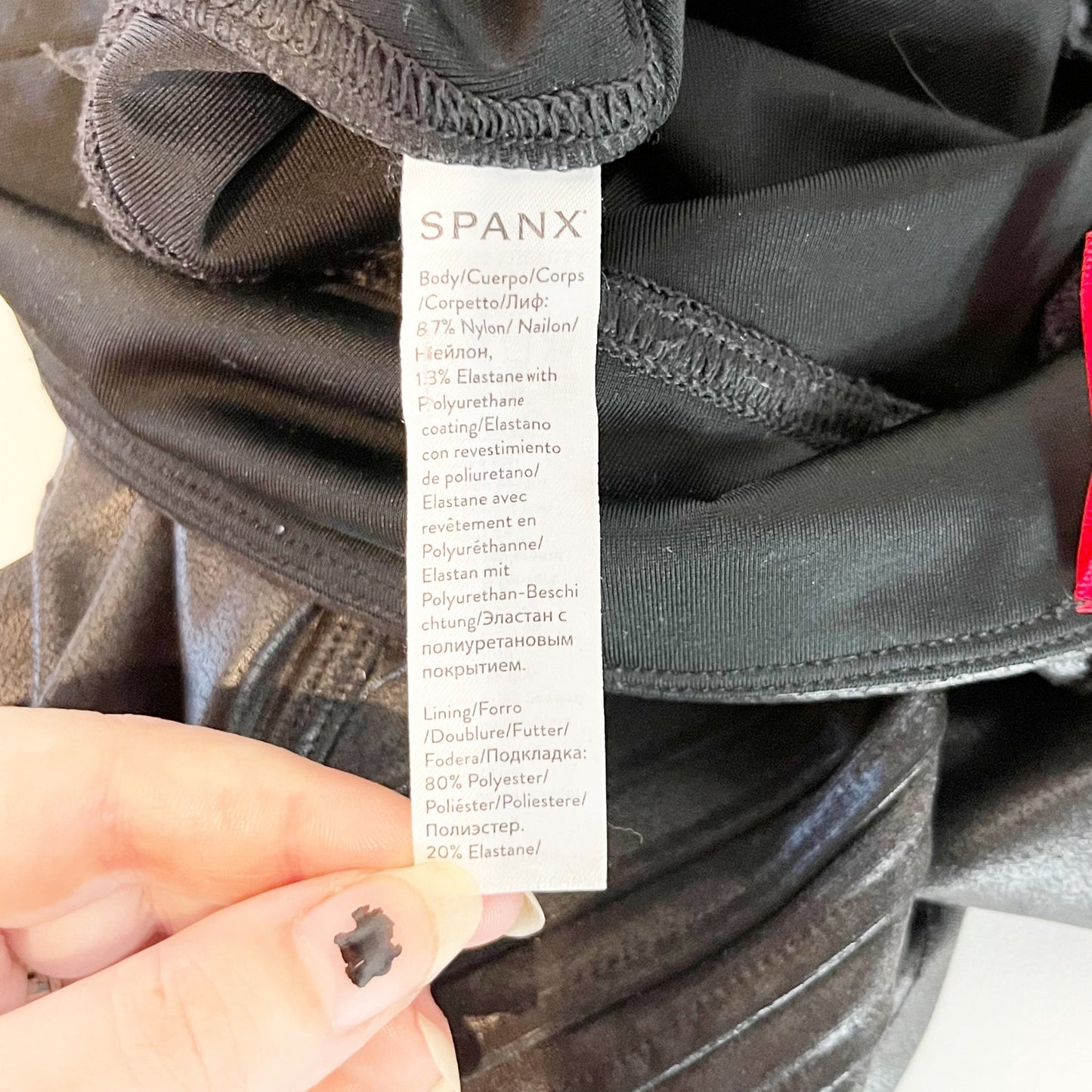 SPANX Shiny Faux Leather Slim Fit Pull On Mid Rise Moto Leggings Black Small
