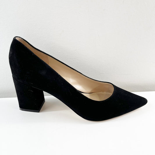 Marc Fisher Zala Pointed Toe Suede Block Heel Pumps Black 7