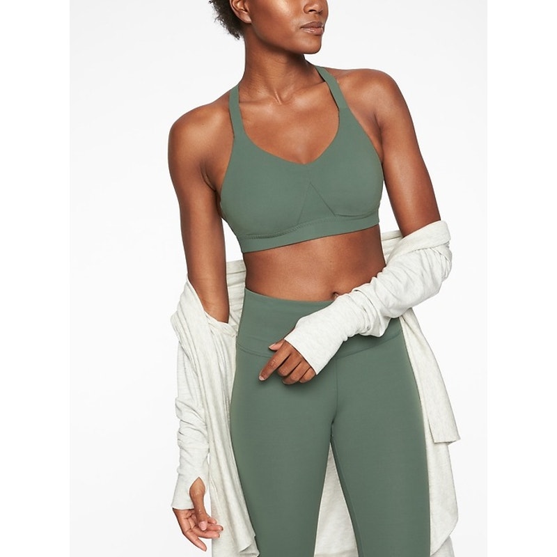 Athleta Savasana Macrame Set Sport Bra Leggings Maritime Pine Green Small