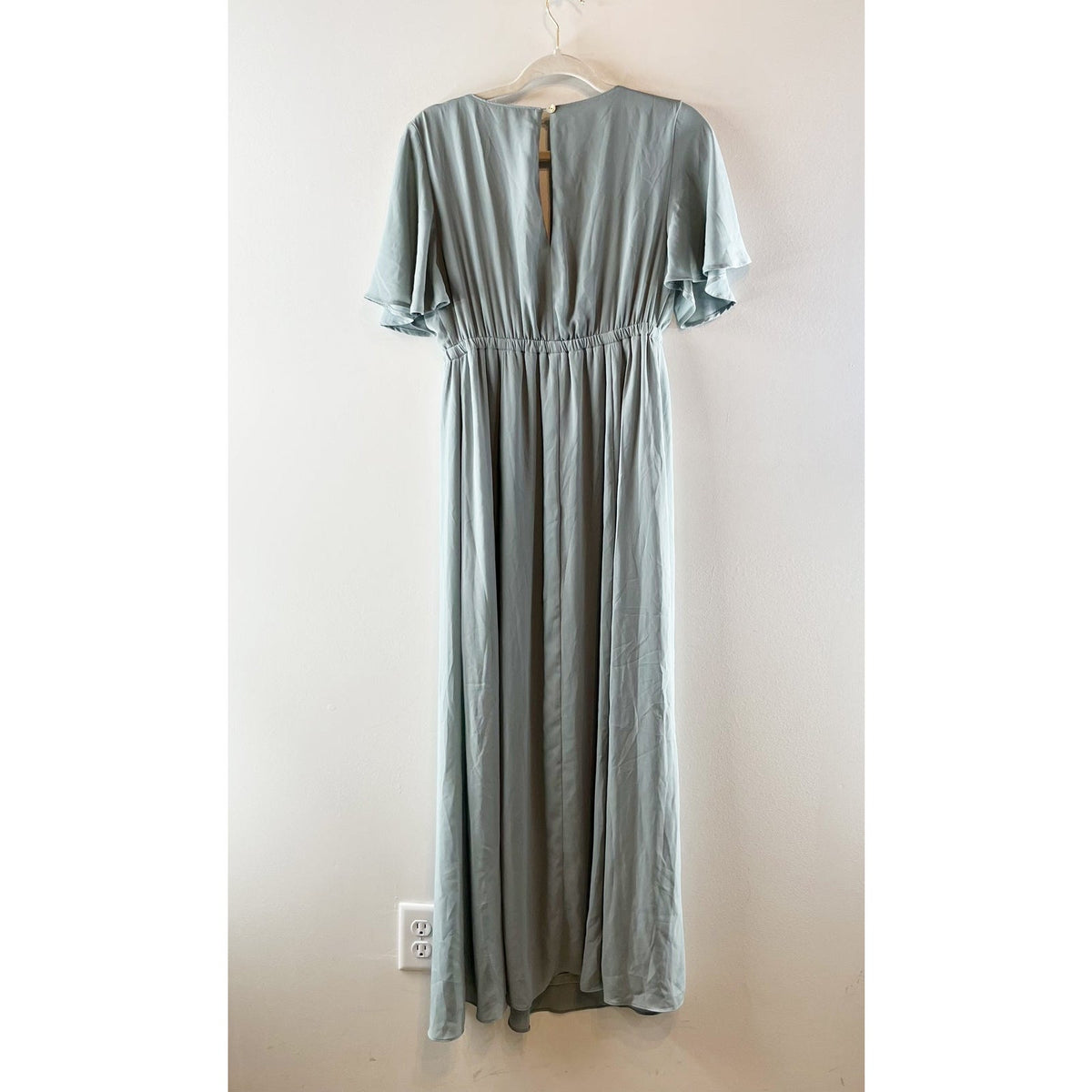 Show Me Your Mumu Emily Flutter Sleeve Empire Maxi Dress Silver Sage Medium
