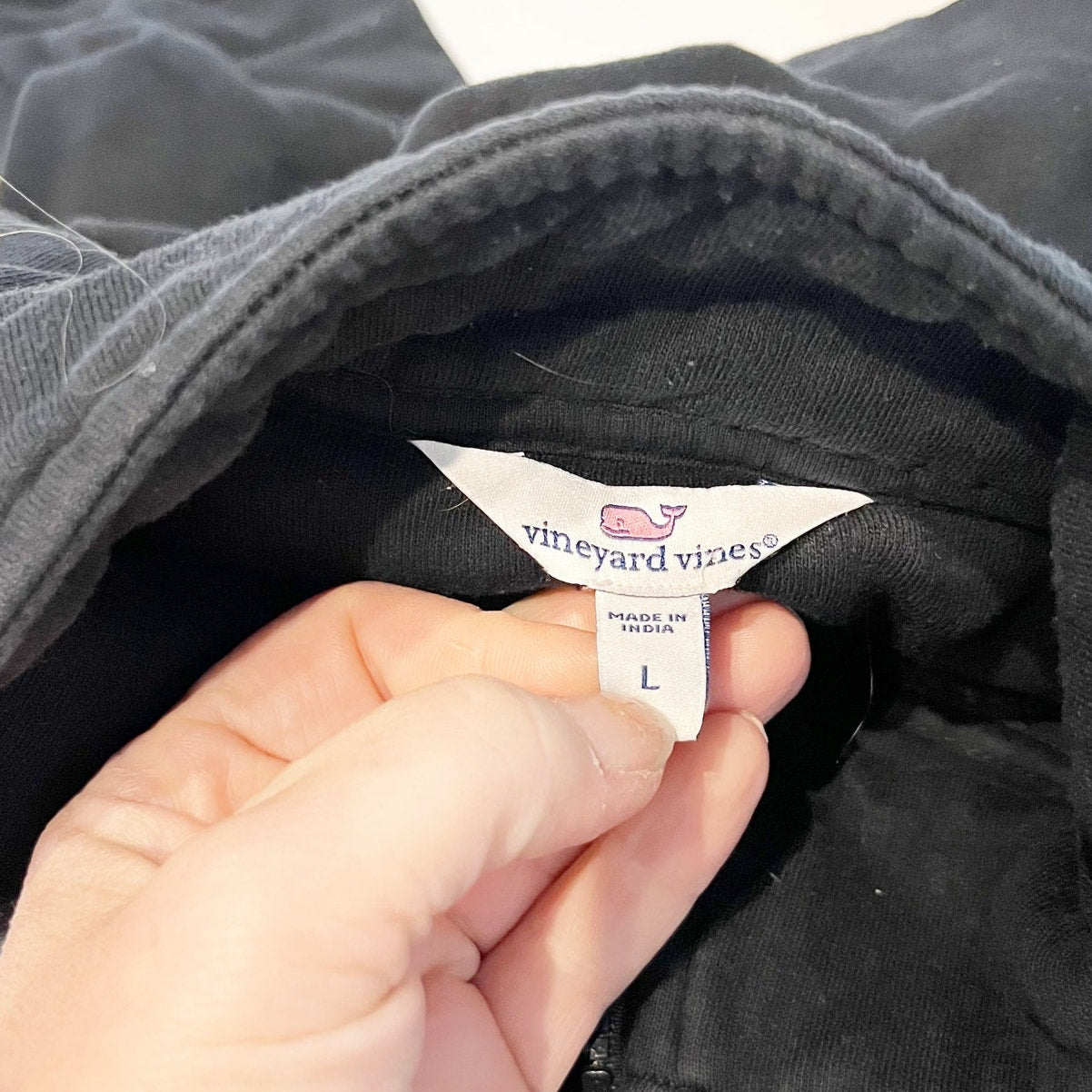 Vineyard Vines Long Sleeve Cotton Shep 1/2 Zip Pullover Sweatshirt Black Large