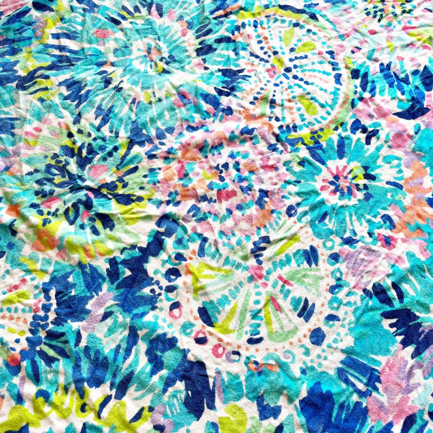 Lilly Pulitzer Circa Round Tassel Trim Fringe Beach Towel Mat Blue